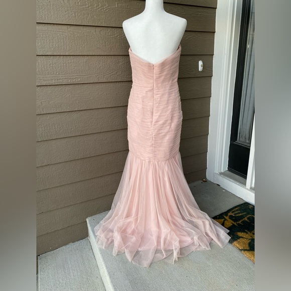 Amsale soft tulle bridesmaid formal long dress in blush, size 12 - Picture 3 of 12